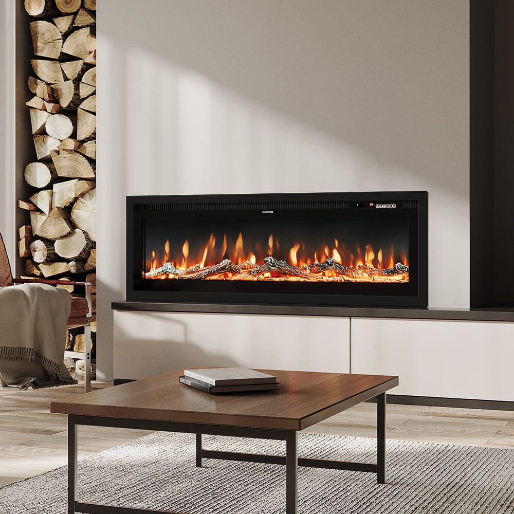 40/50/60 Inch Electric Fireplace 9 Colour LED Flame Effect Heater With Remote Control Freestanding Fireplaces Living and Home