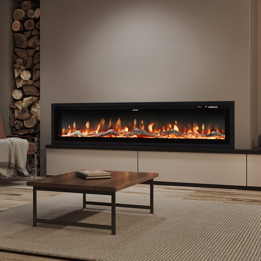 40/50/60 Inch Electric Fireplace 9 Colour LED Flame Effect Heater With Remote Control Freestanding Fireplaces Living and Home 60 Inches
