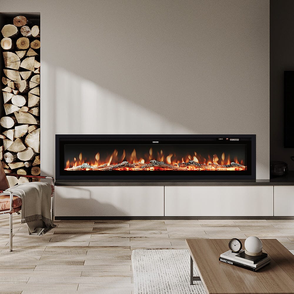 40/50/60 Inch Electric Fireplace 9 Colour LED Flame Effect Heater With Remote Control Freestanding Fireplaces Living and Home