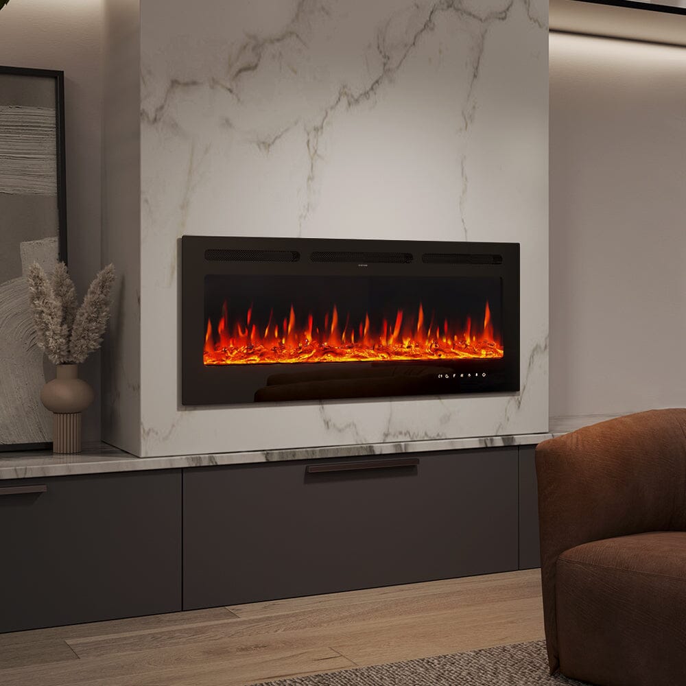 50 Inch Wall Mounted Electric Fireplace Insert Heater 9 Flame Colours 1800W Wall Mounted Fireplaces Living and Home