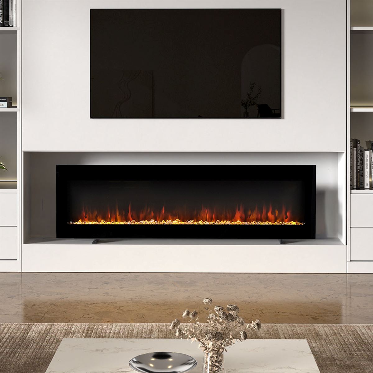 40/50/60/70/80 Inch Electric Fireplace 9 Colour LED Flame Effect Heater With Remote Control Freestanding Fireplaces Living and Home 50 Inches Version B