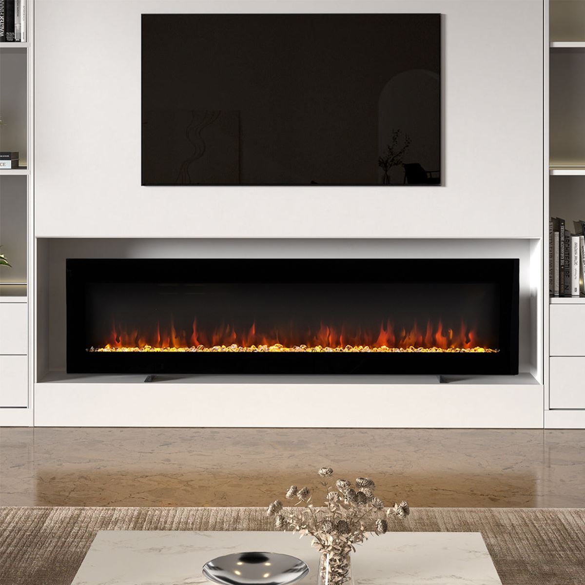 40/50/60/70/80 Inch Electric Fireplace 9 Colour LED Flame Effect Heater With Remote Control Freestanding Fireplaces Living and Home 60 Inches Version B