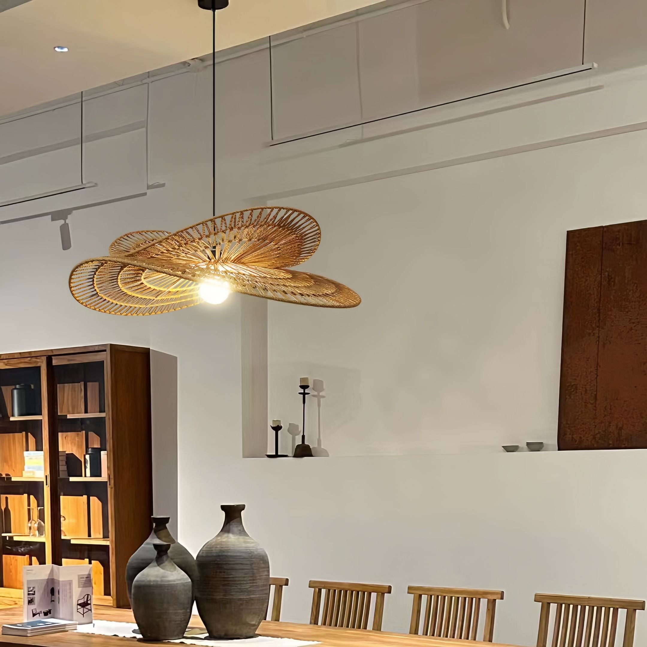 Lightsin Vintage Countryside Rattan Craft Handwoven Creative Pendant Light Fixtures Lightsin UK