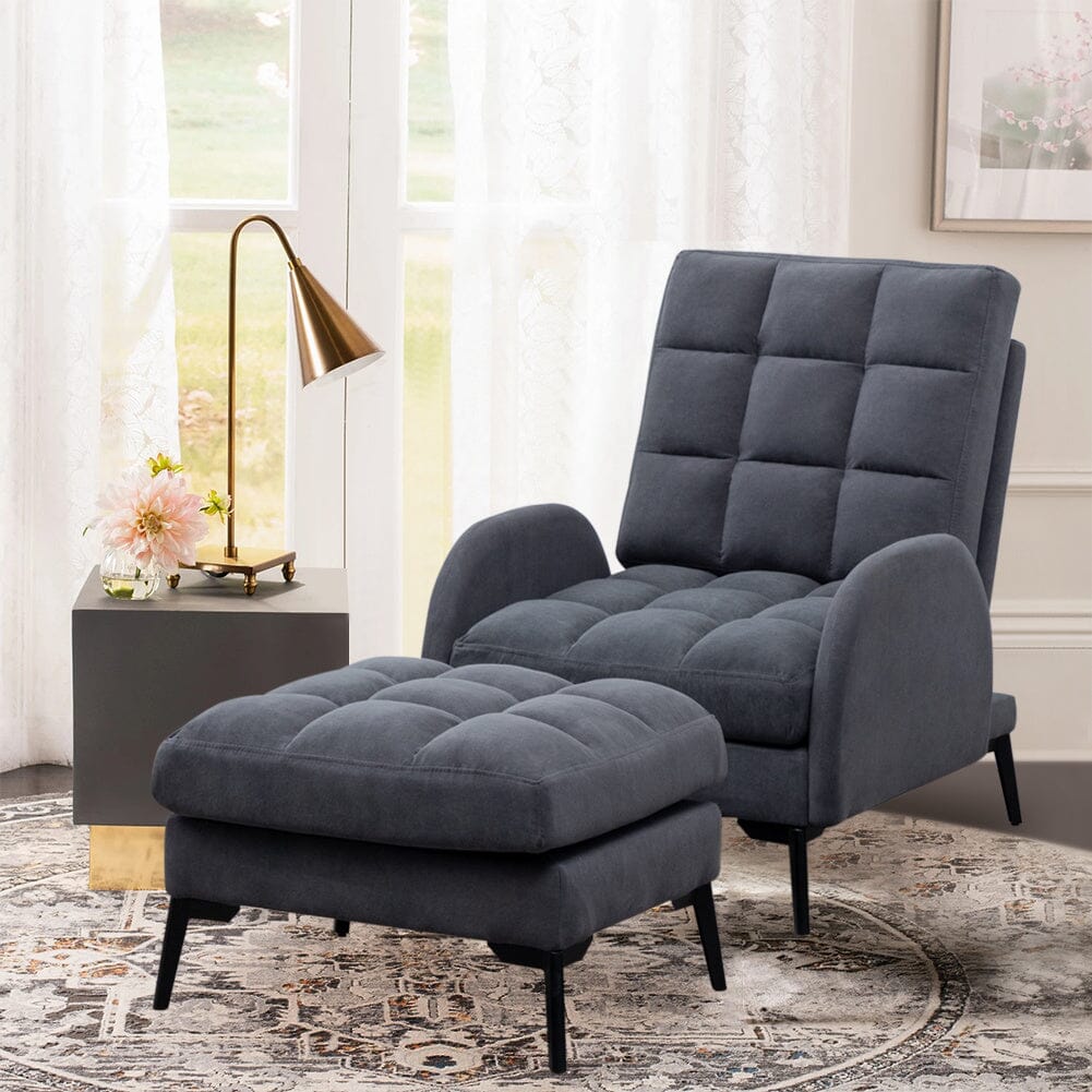 Upholstered Adjustable Backrest Velvet Sleeper Recliner Come with Ottoman Recliners Living and Home
