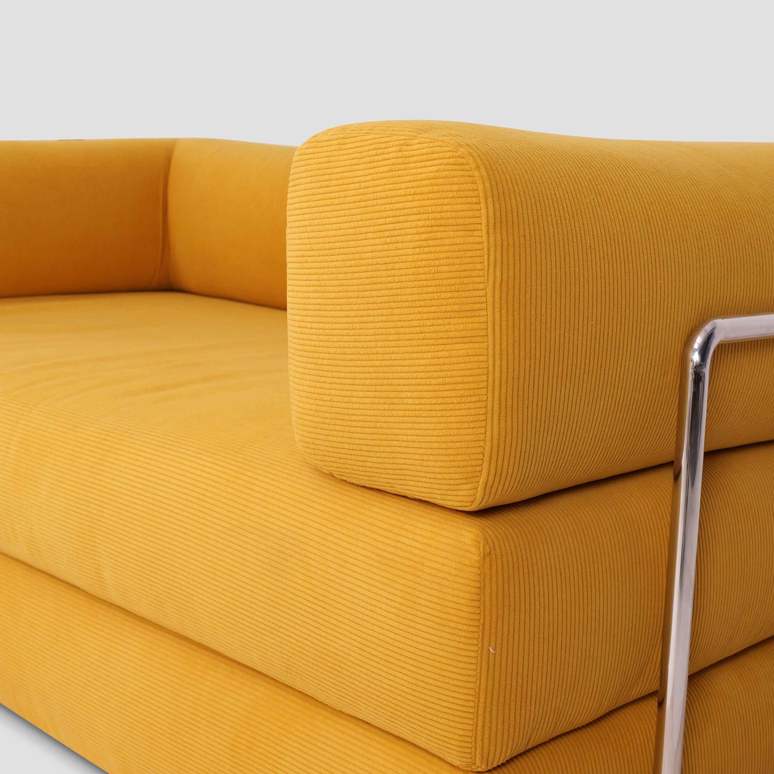 Cottonfy Yellow Corduroy Fabric Foam Modular Sofa Sofa Beds Cottonfy UK