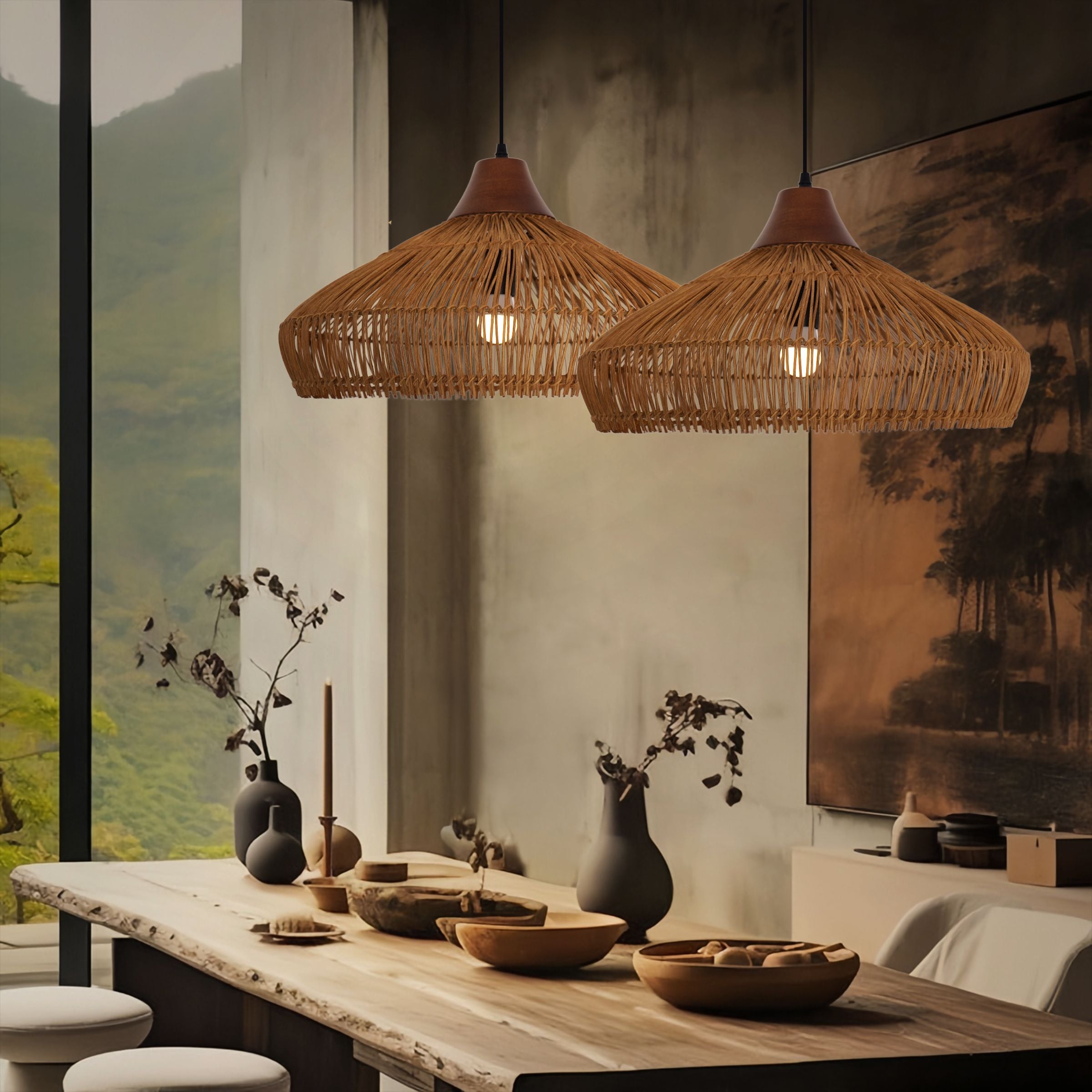 Lightsin Bell-Shaped Handcrafted Bamboo Kitchen Pendant Lighting Lightsin UK