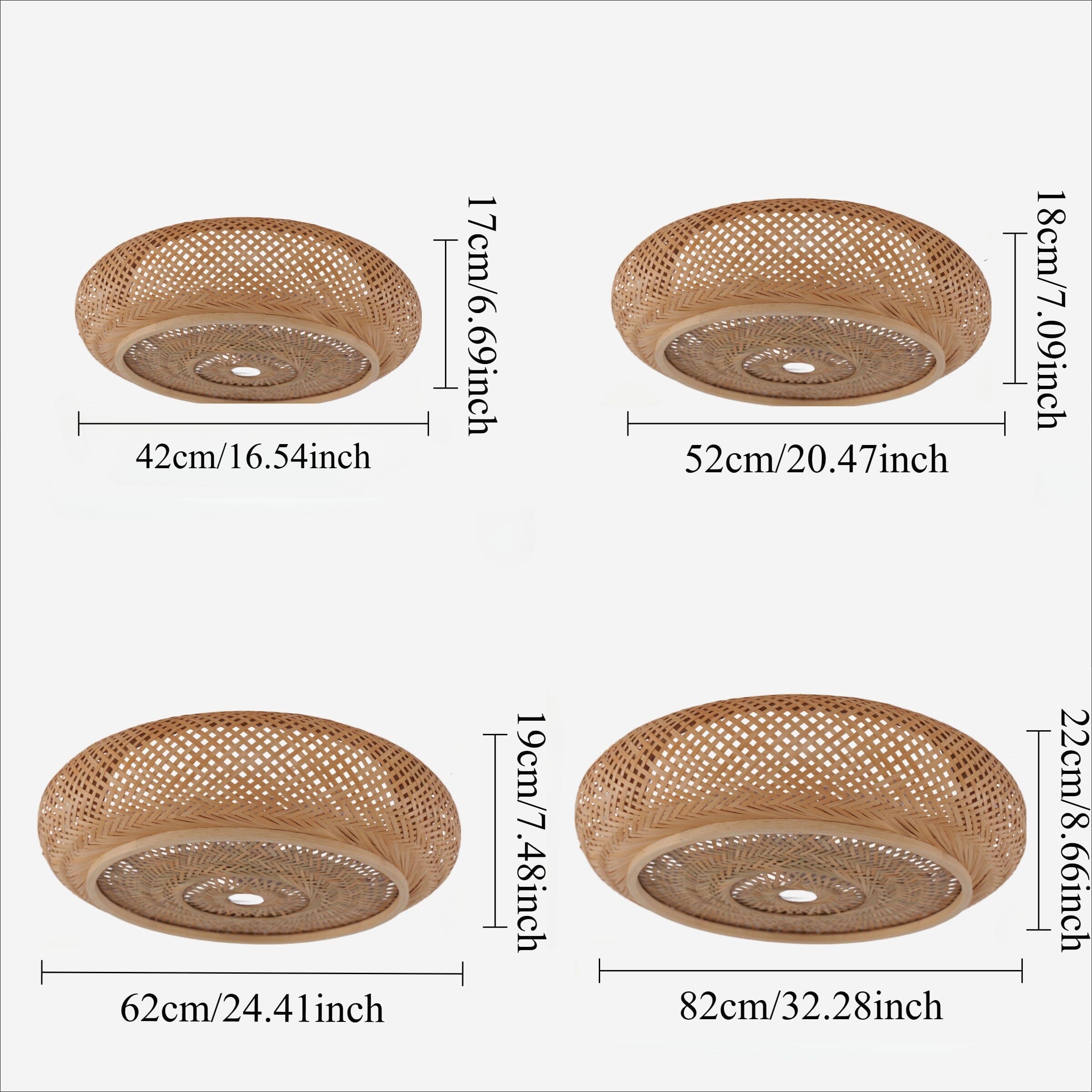 Lightsin Handcrafted Japanese-Style Natural Bamboo Finish Flat Rattan Ceiling & Pendant Light Living and Home