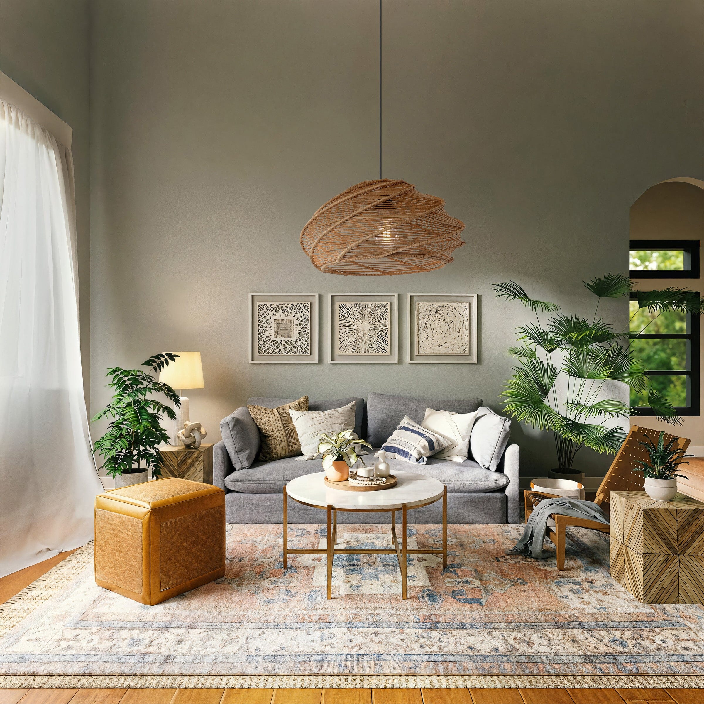 Lightsin Spiral Rattan Pendant Light for Bedroom Dining Bar Lightsin UK