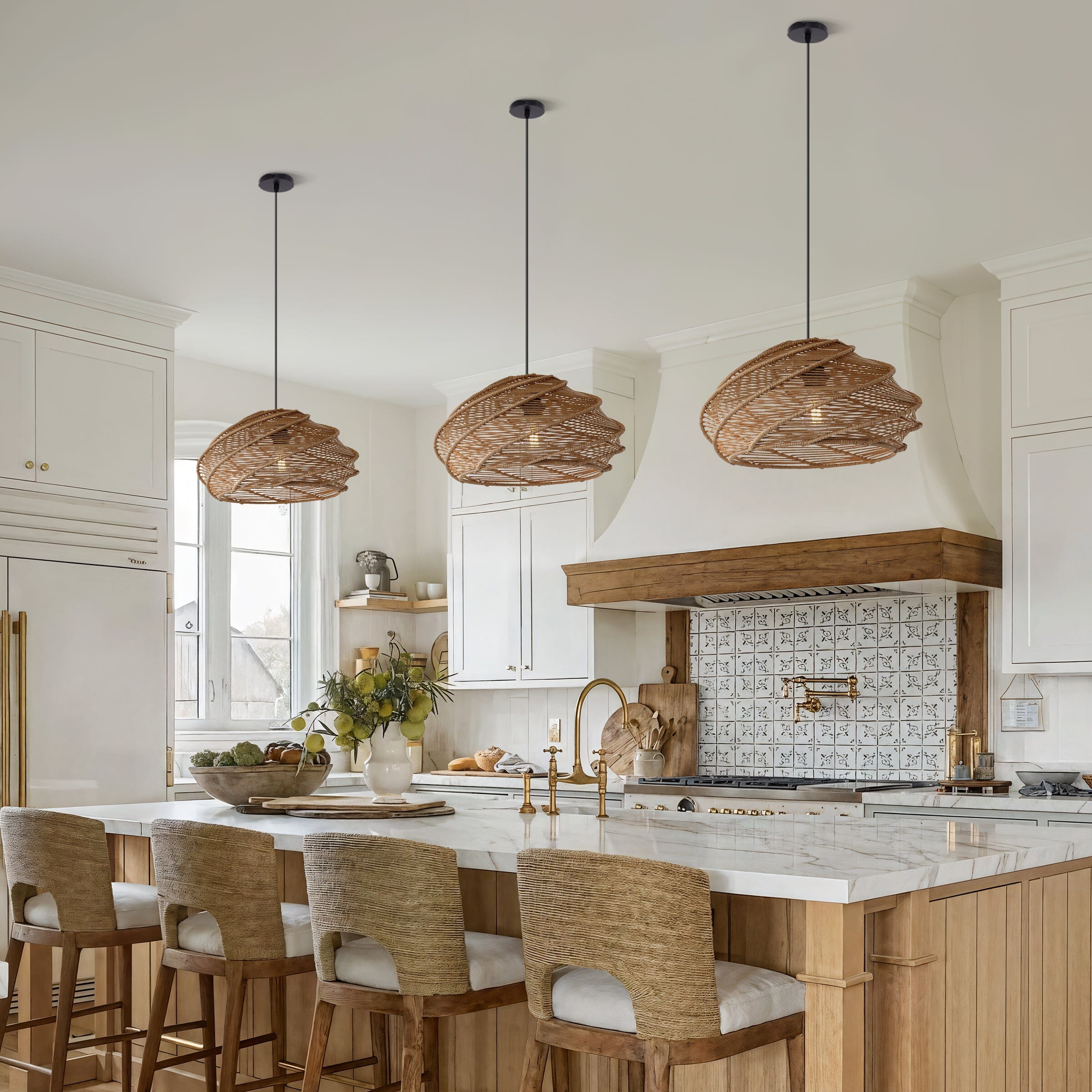 Lightsin Spiral Rattan Pendant Light for Bedroom Dining Bar Lightsin UK