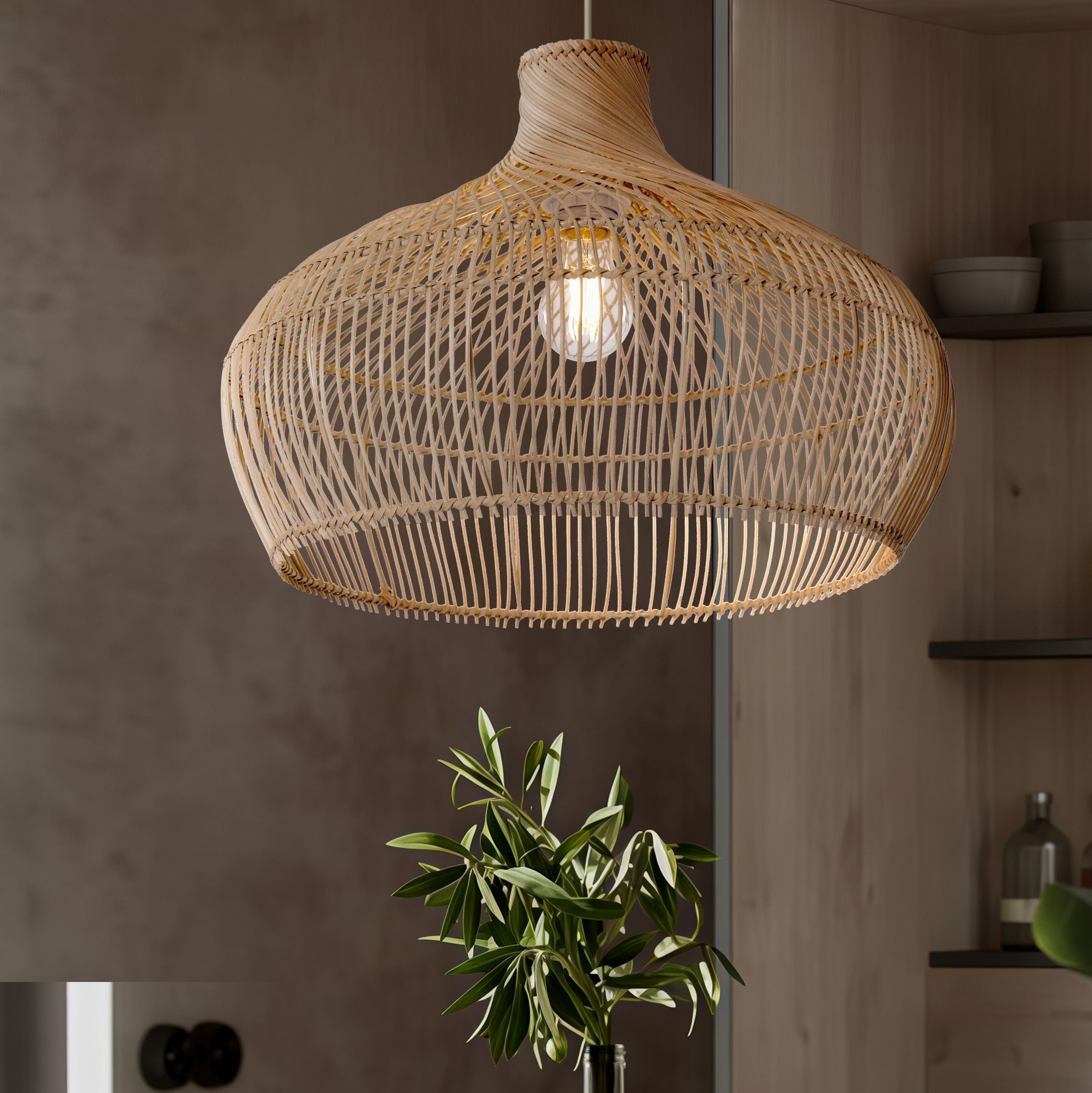 Lightsin Handwoven Gourd Shaped Rattan Pendant Light Lightsin UK 1 Unit