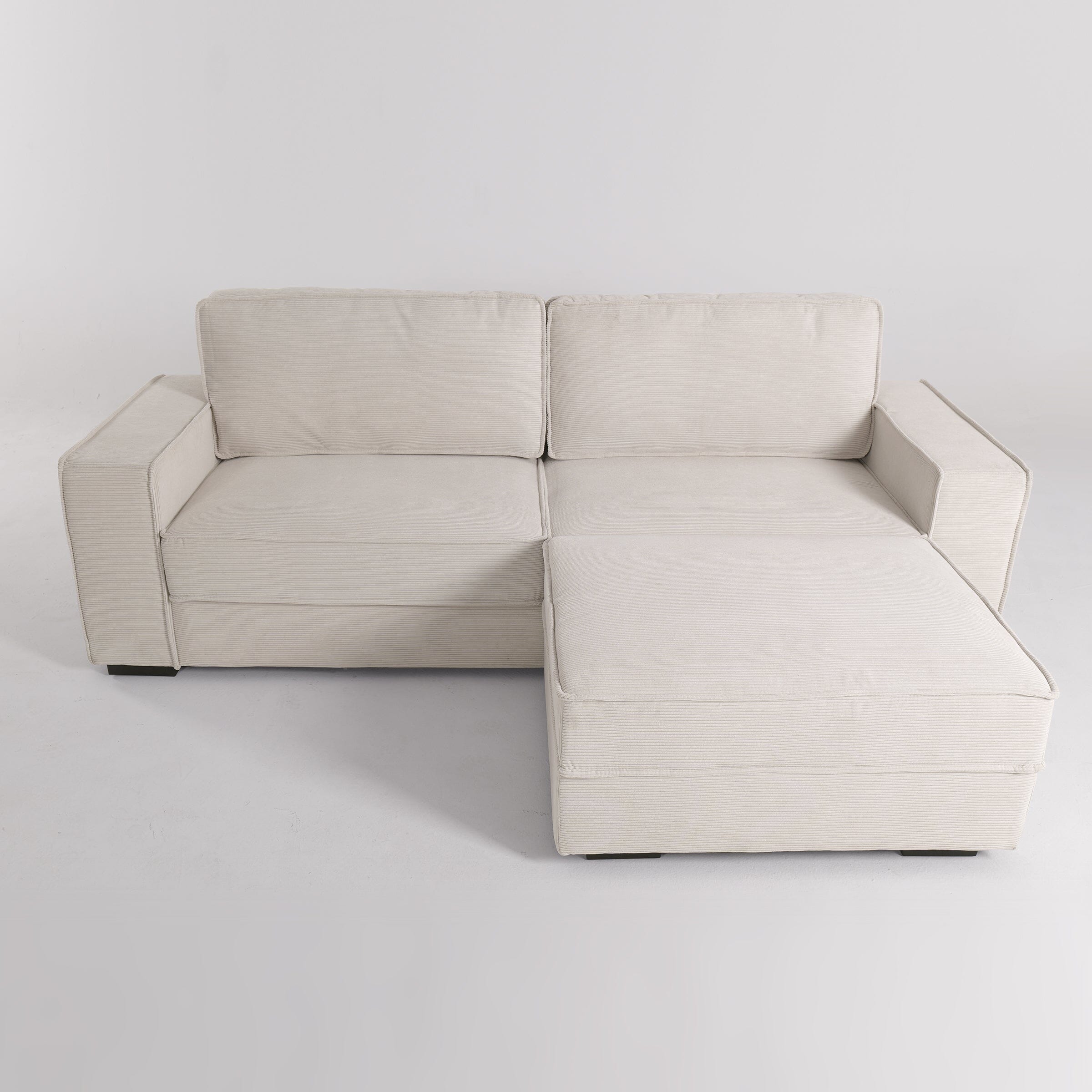 Comfort Sofa and Ottoman Set with Footstool Plastic Legs 2 Seater Sofas Living and Home Beige