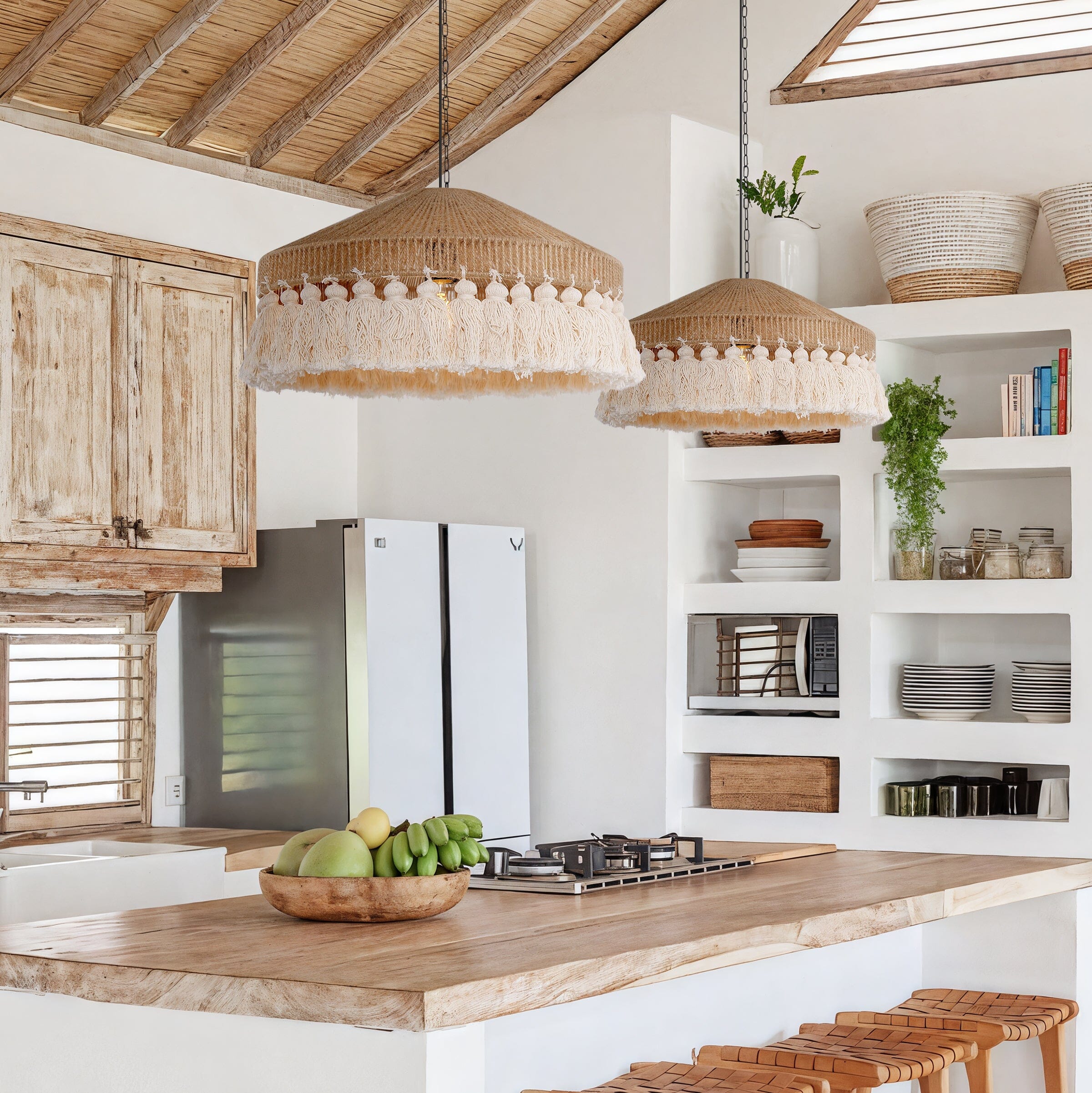 Lightsin Bohemian Style Handcrafted Woven Hemp Rope Hanging Pendant Lights Lightsin UK