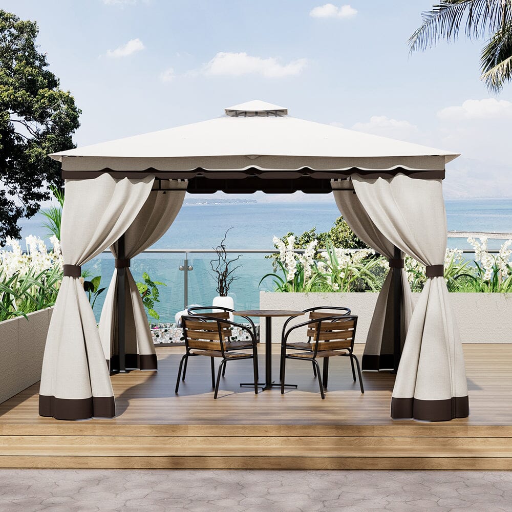 3*3m/4*4m Garden Party Beige Tent with Ground Pegs Living and Home