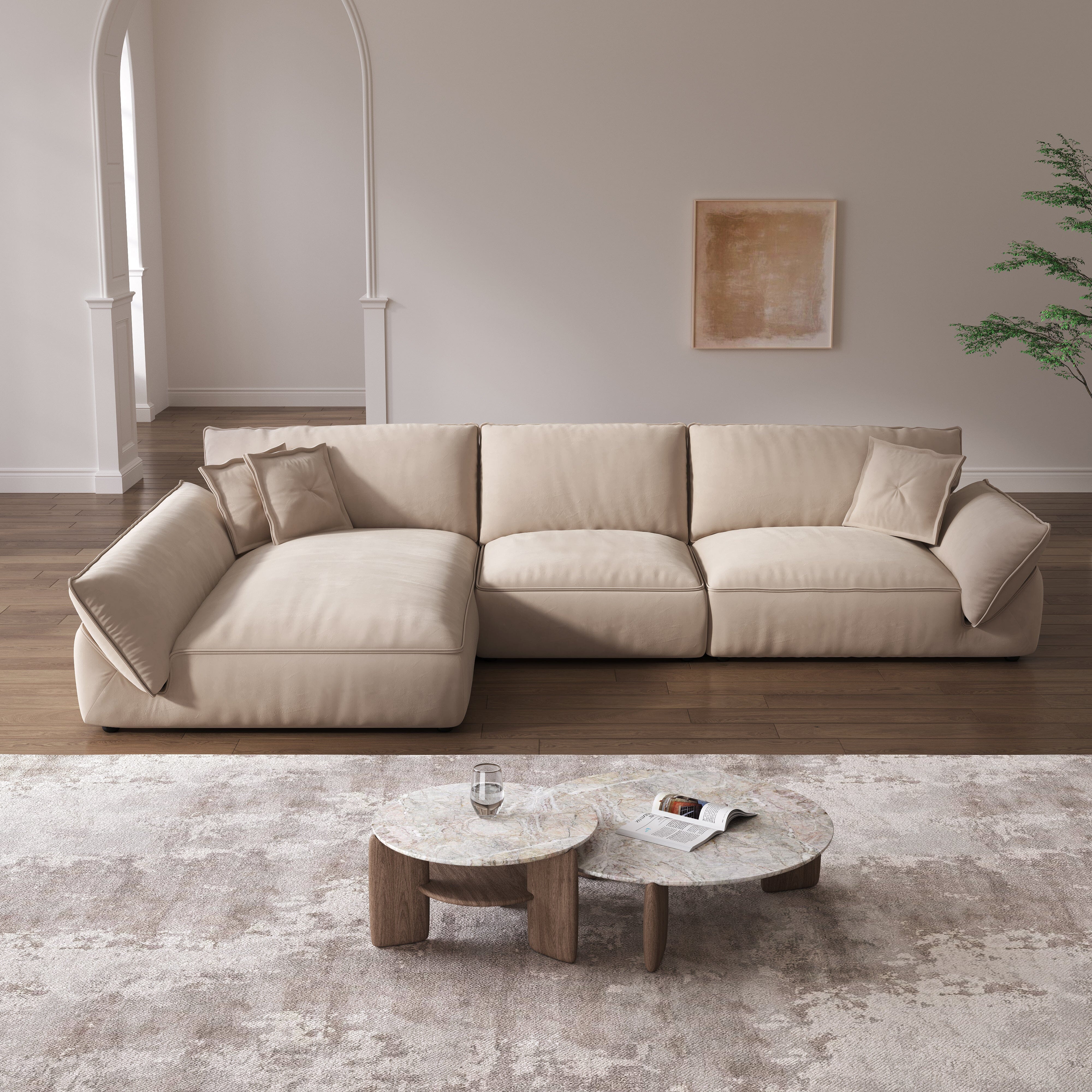 Cottonfy Cat-Scratch Resistant Fabric Elephant Ears Style Corner Sofa Cottonfy UK