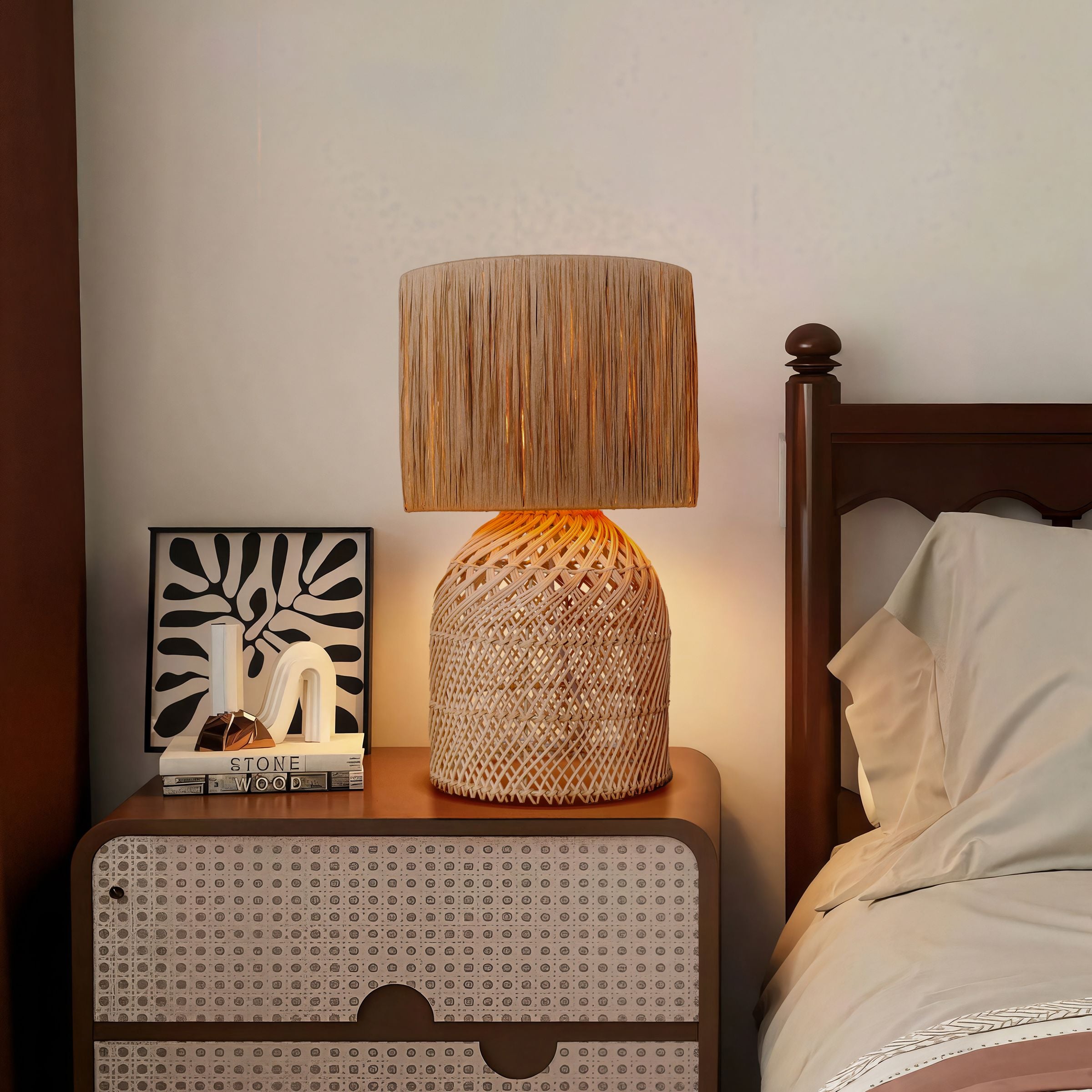 Lightsin Minimalist style Rattan Table Lamps for Cozy Living