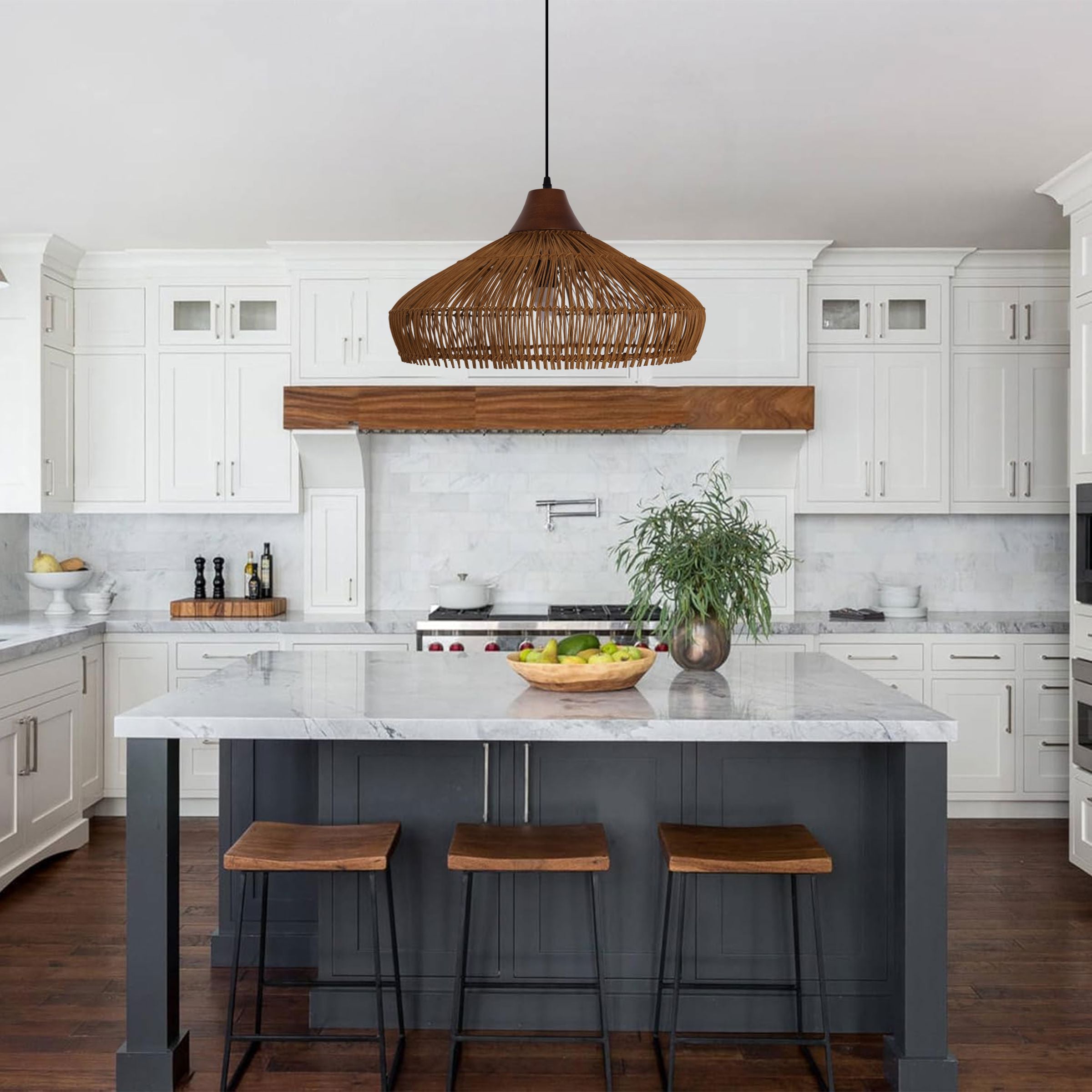 Lightsin Bell-Shaped Handcrafted Bamboo Kitchen Pendant Lighting Lightsin UK 60 cm Dia ¡Á28 cm H