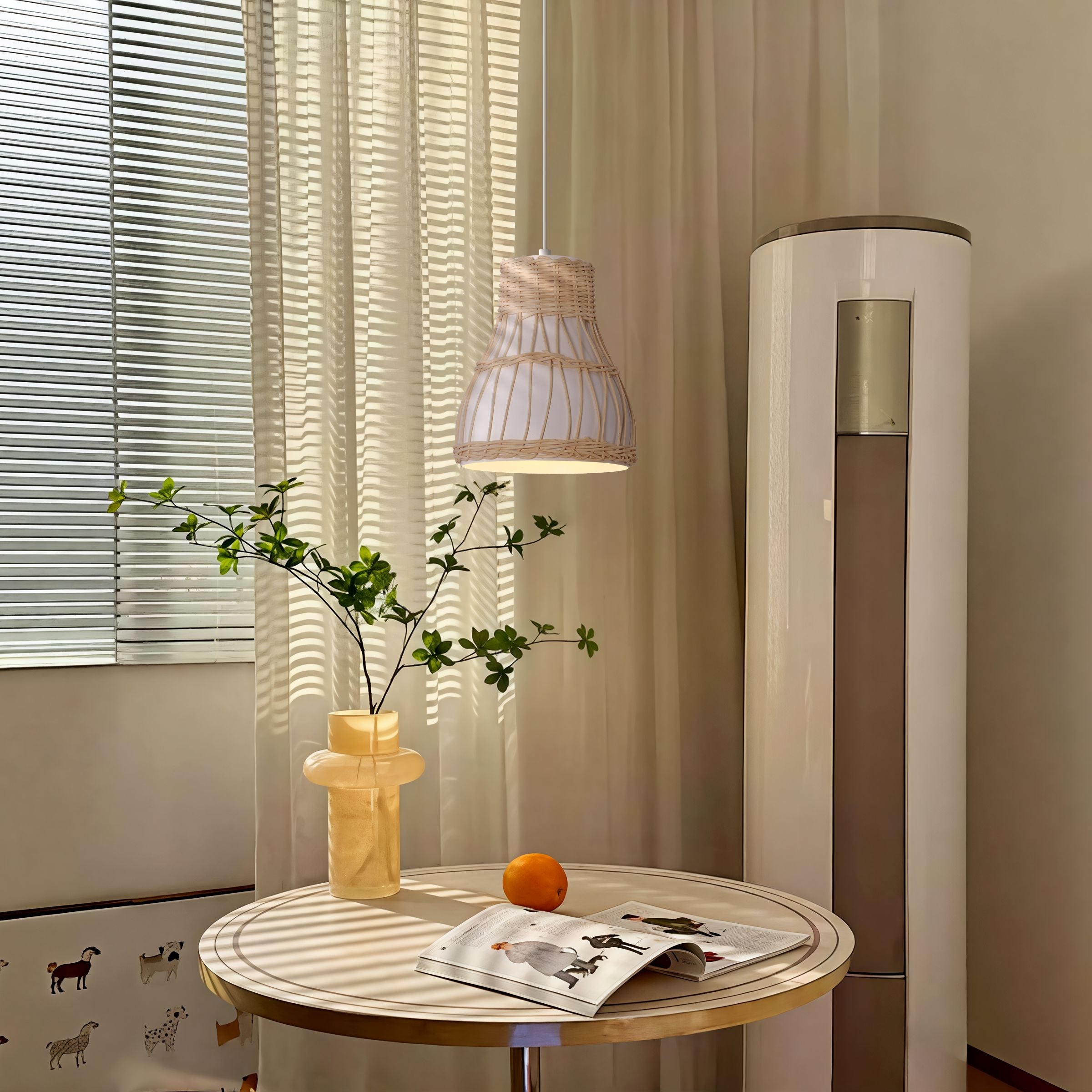 Lightsin Modern Rattan Pendant Light Available in Grey, Pink, and White Lightsin UK White 1 Unit