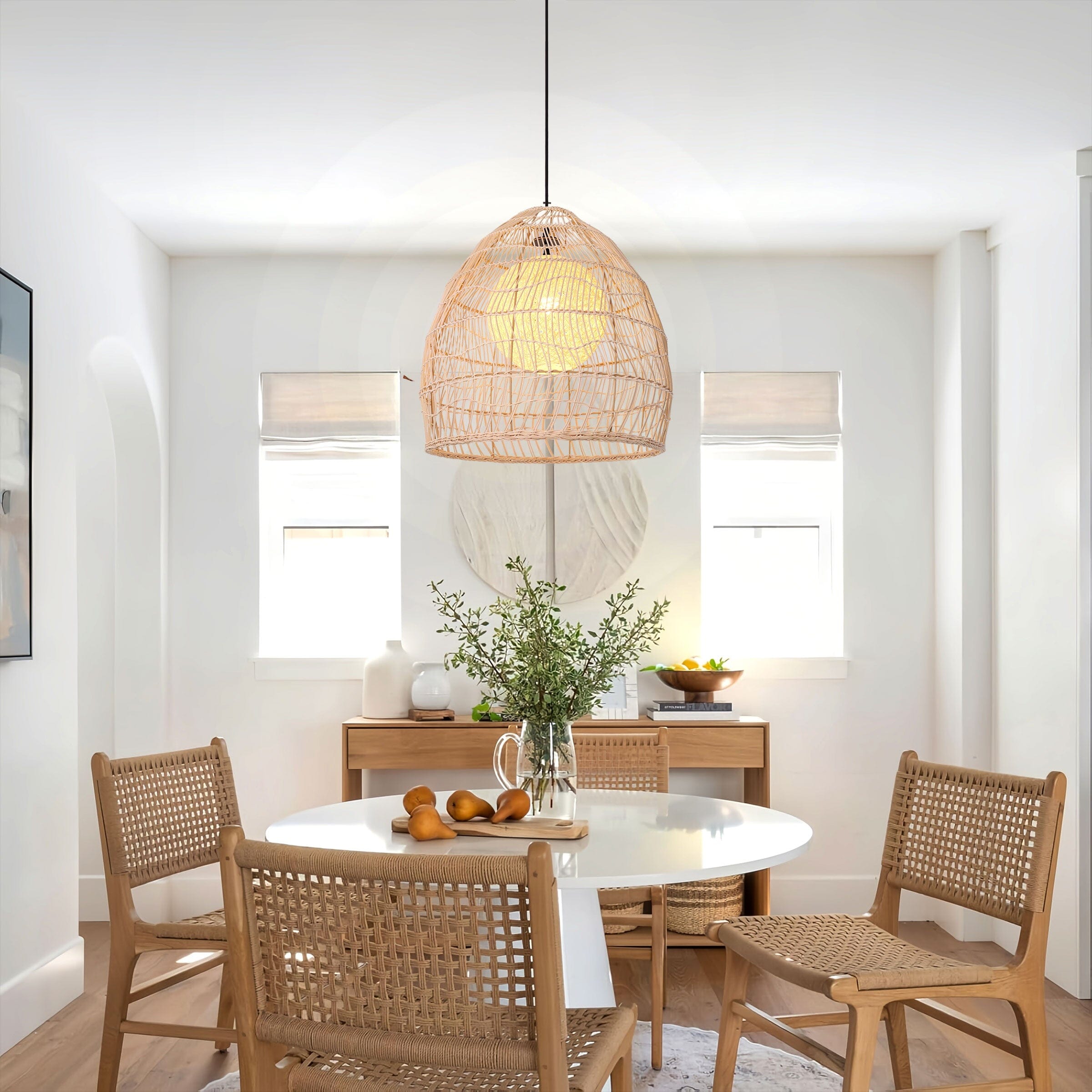 Lightsin Rattan Art Pendant Light Hanging Decor Rustic Style(Version A) Lightsin UK D40cm