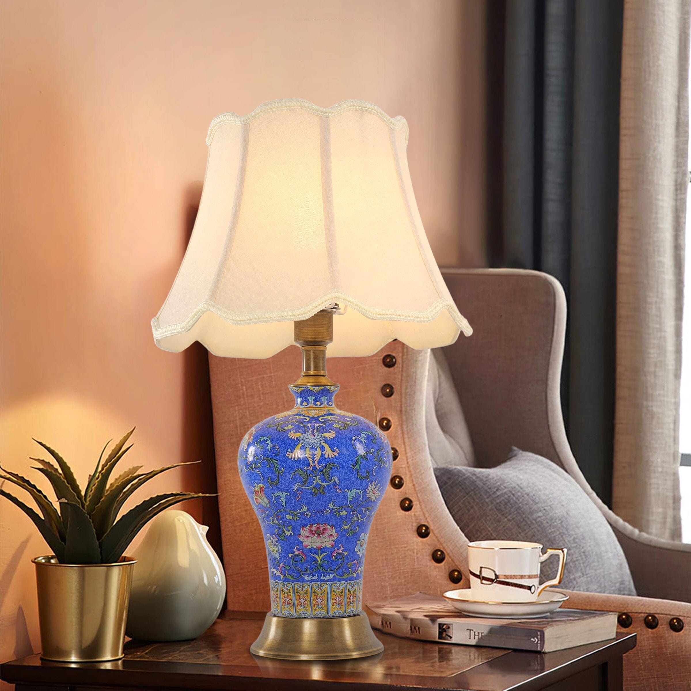 Lightsin Elegant Handcrafted Ceramic Table Lamp Collection with Floral Design Lightsin UK M