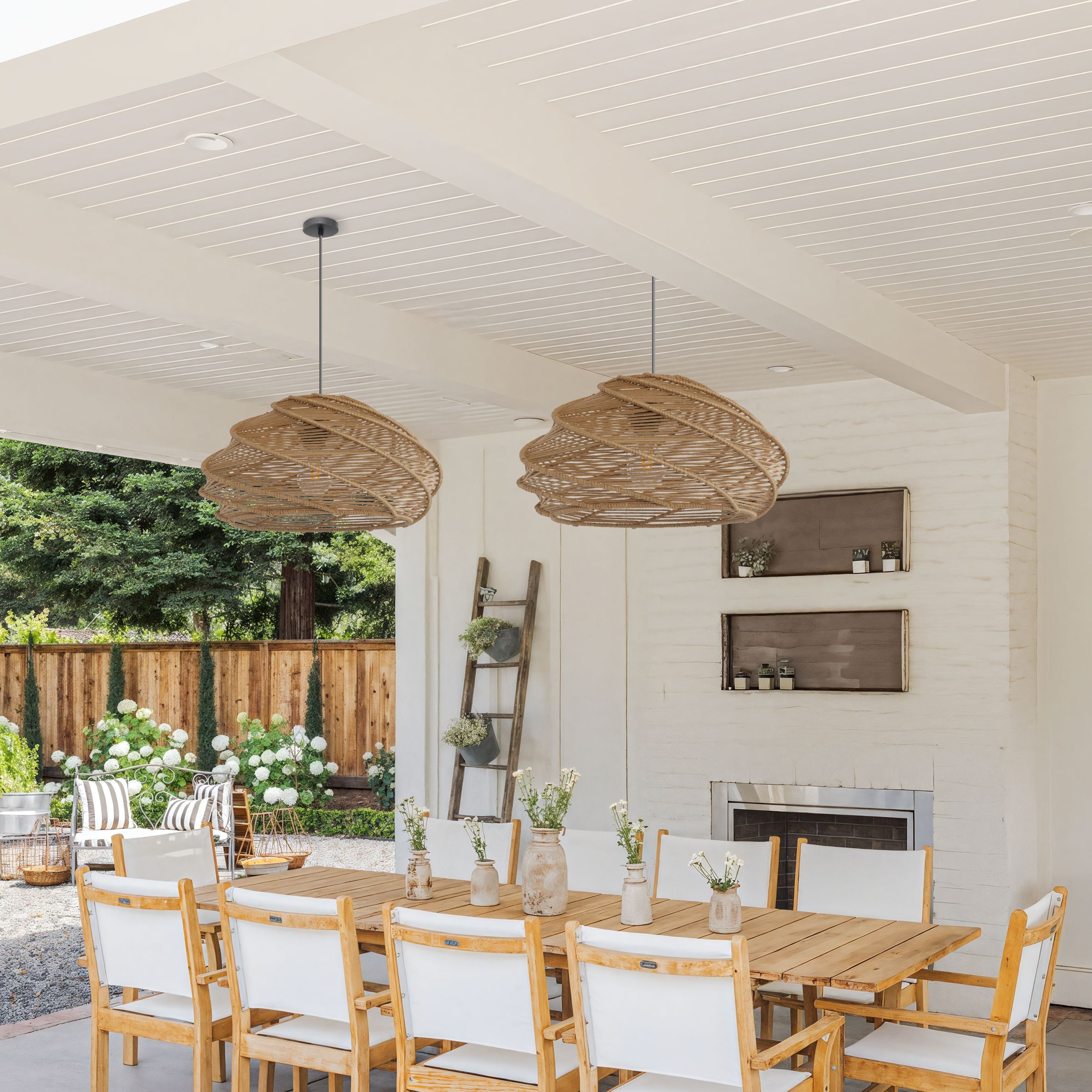 Lightsin Spiral Rattan Pendant Light for Bedroom Dining Bar Lightsin UK 2 Units