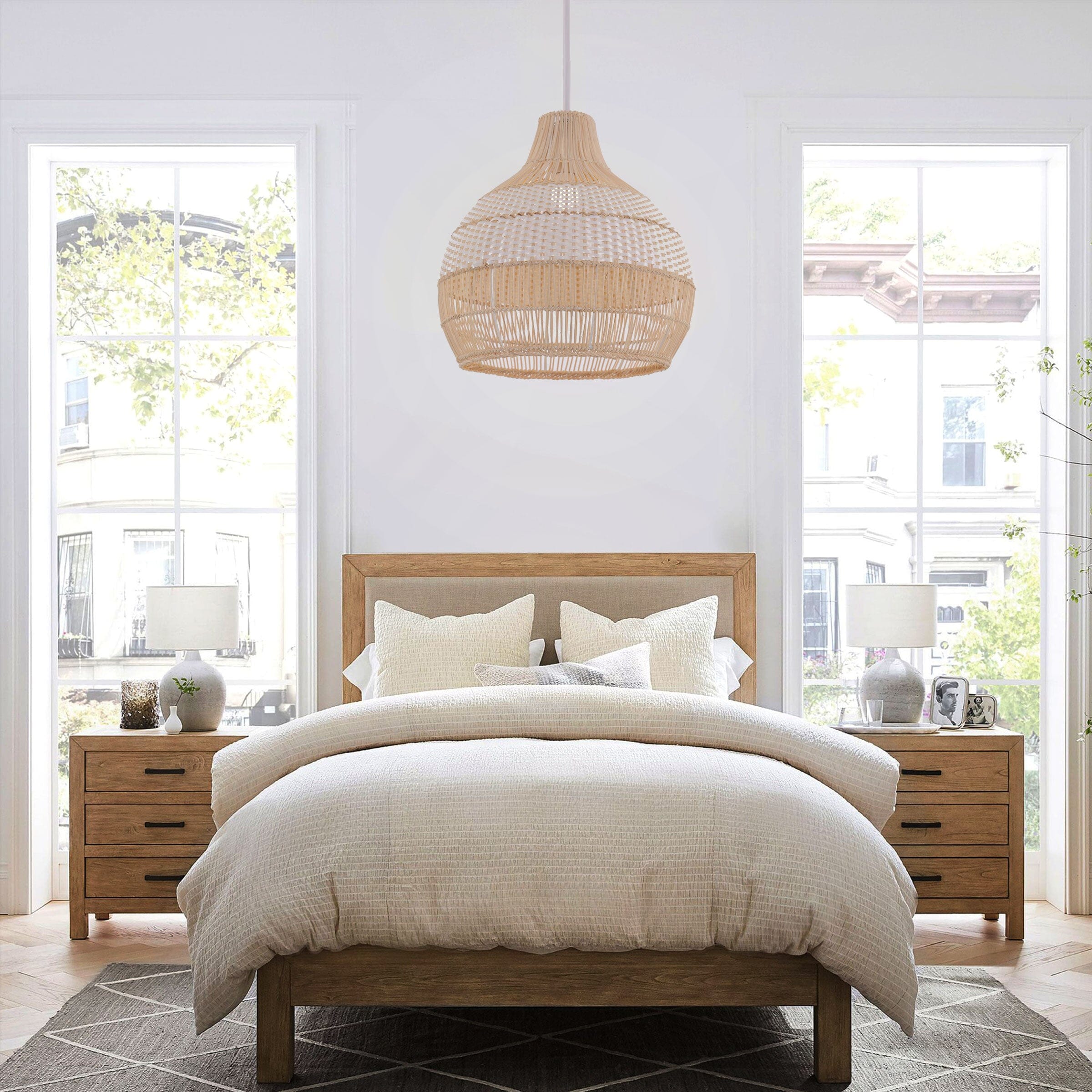 Lightsin Handwoven Rattan Pendant Light for Kitchen and Boho-Style Interiors Lightsin UK M