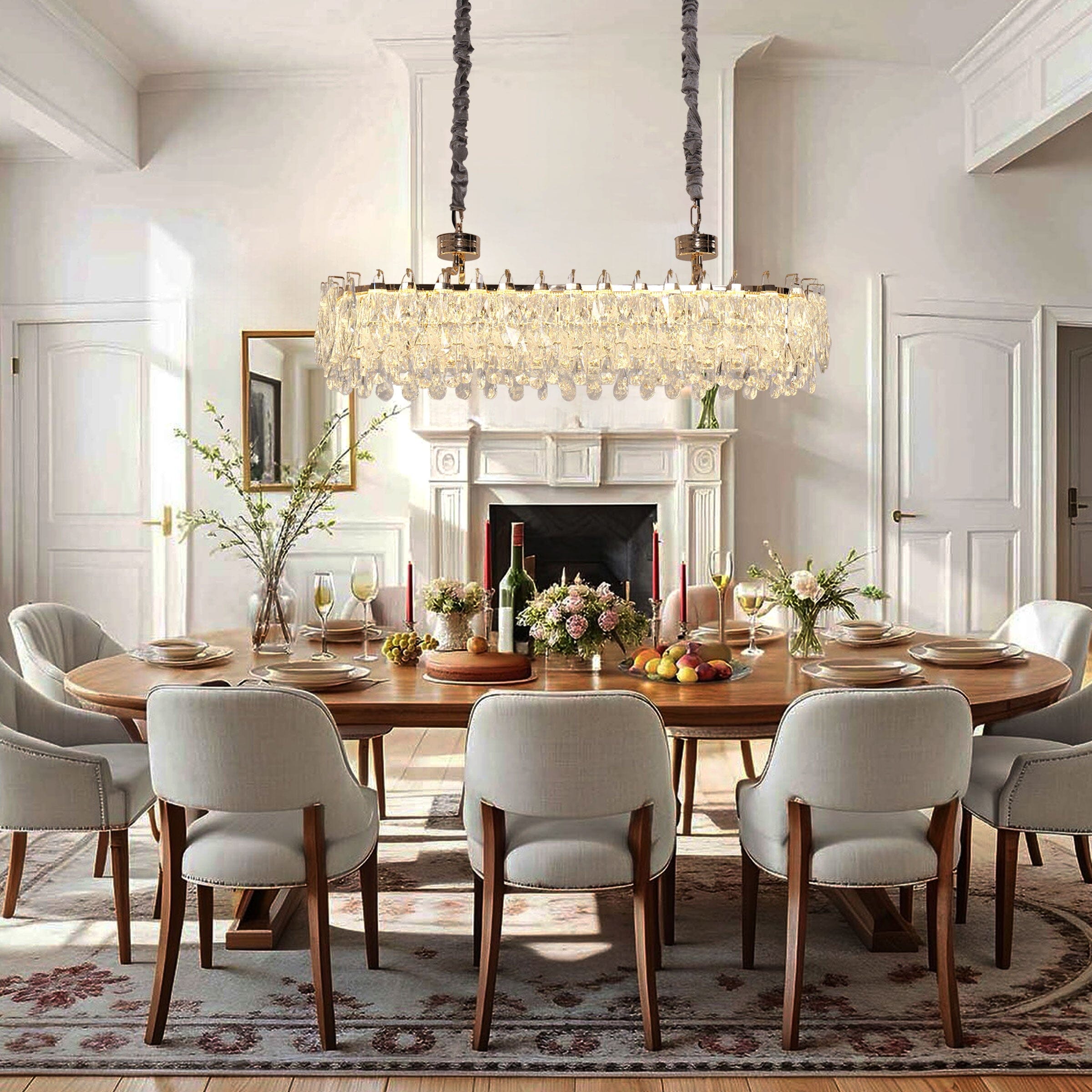 Modern Luxury Crystal Dimmable Pendant Light Dining Room