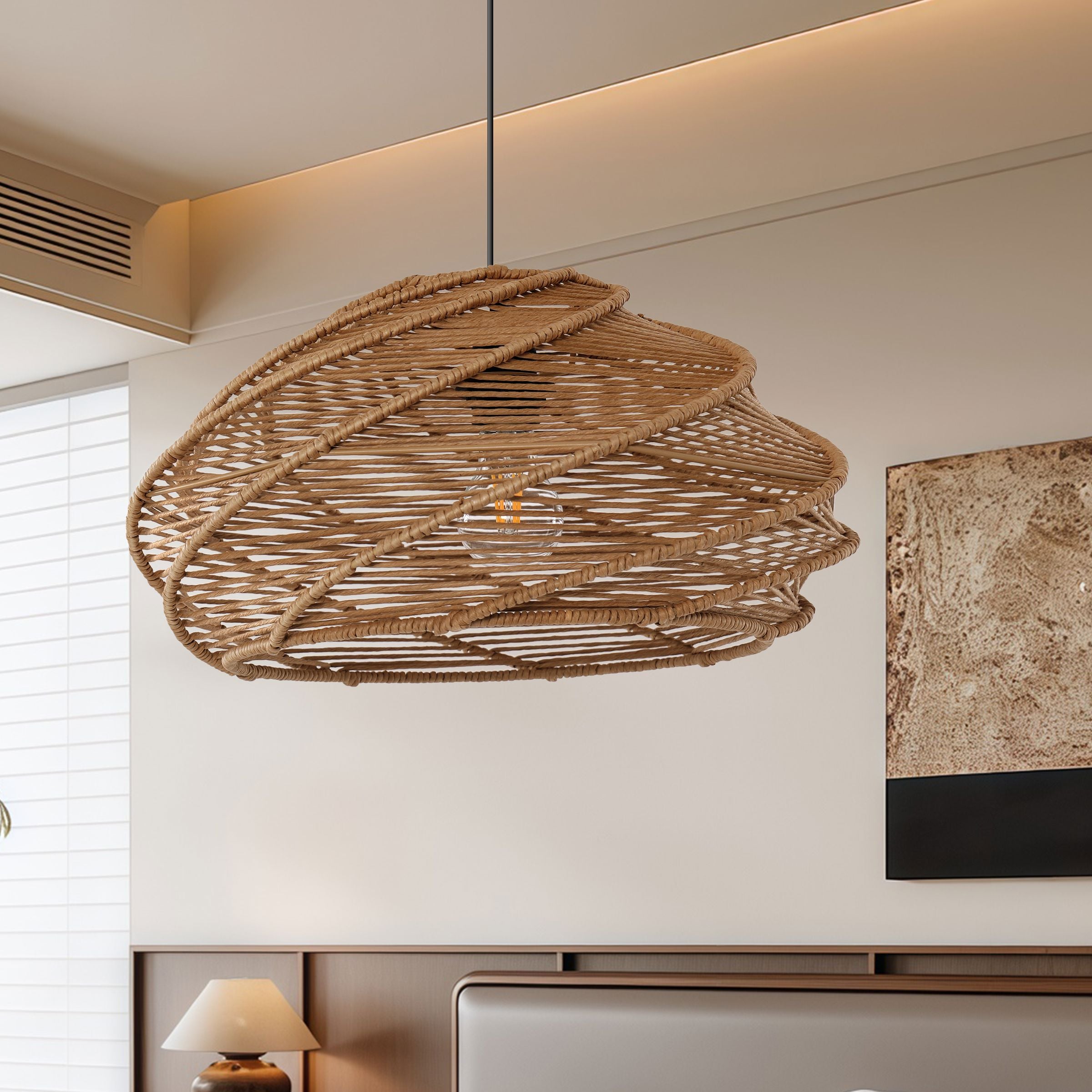 Lightsin Spiral Rattan Pendant Light for Bedroom Dining Bar Lightsin UK 1 Unit