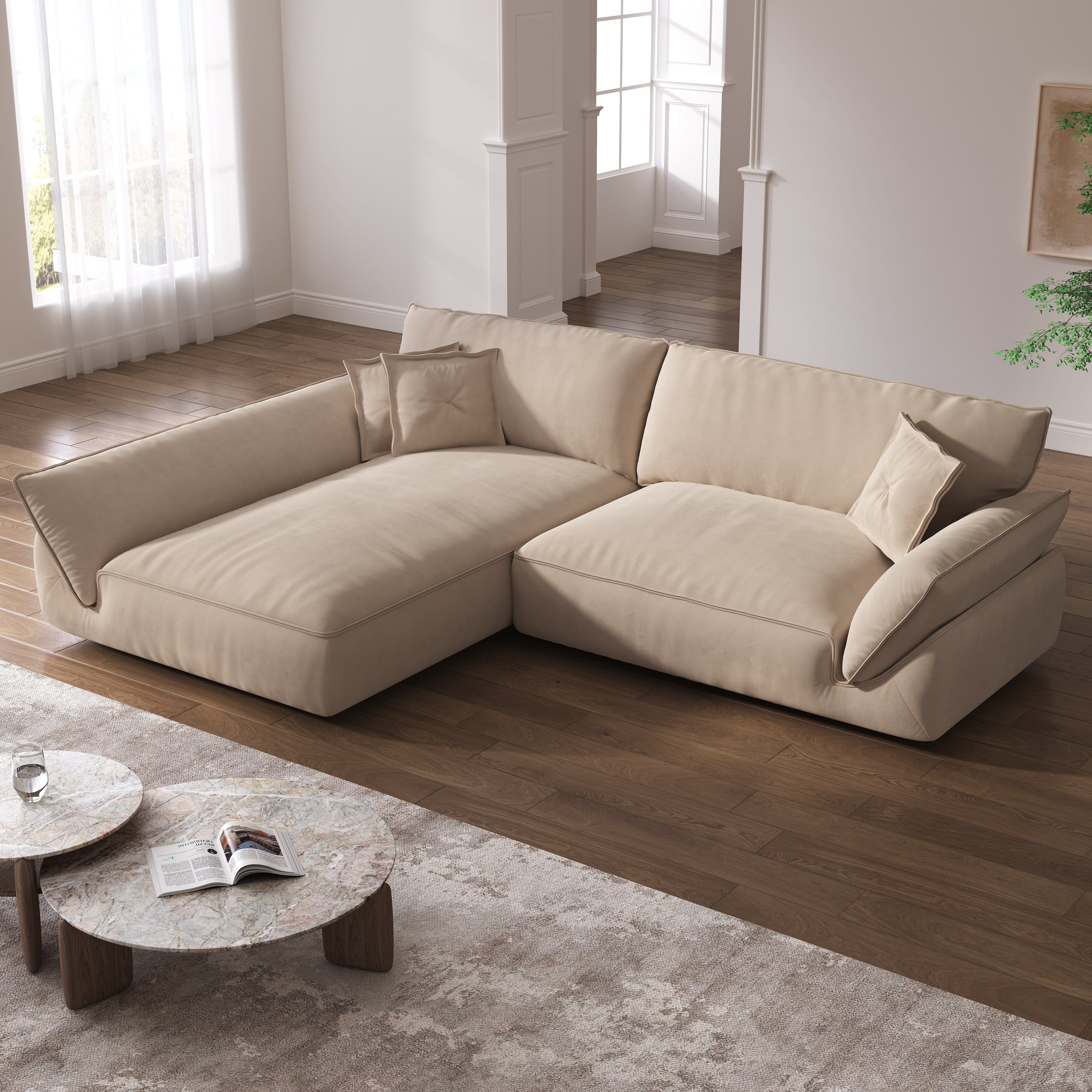 Cottonfy Cat-Scratch Resistant Fabric Elephant Ears Style Corner Sofa Cottonfy UK