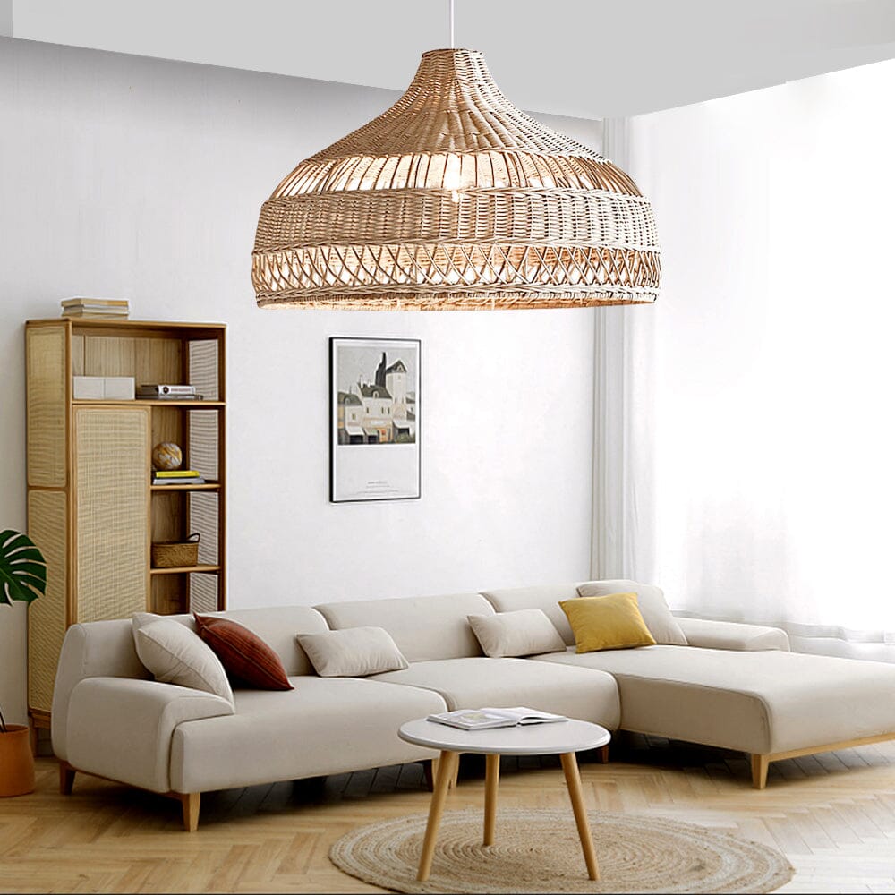Lightsin Handwoven Rattan Woven Pendant Light Retro Country Lamp Fixture Lightsin UK