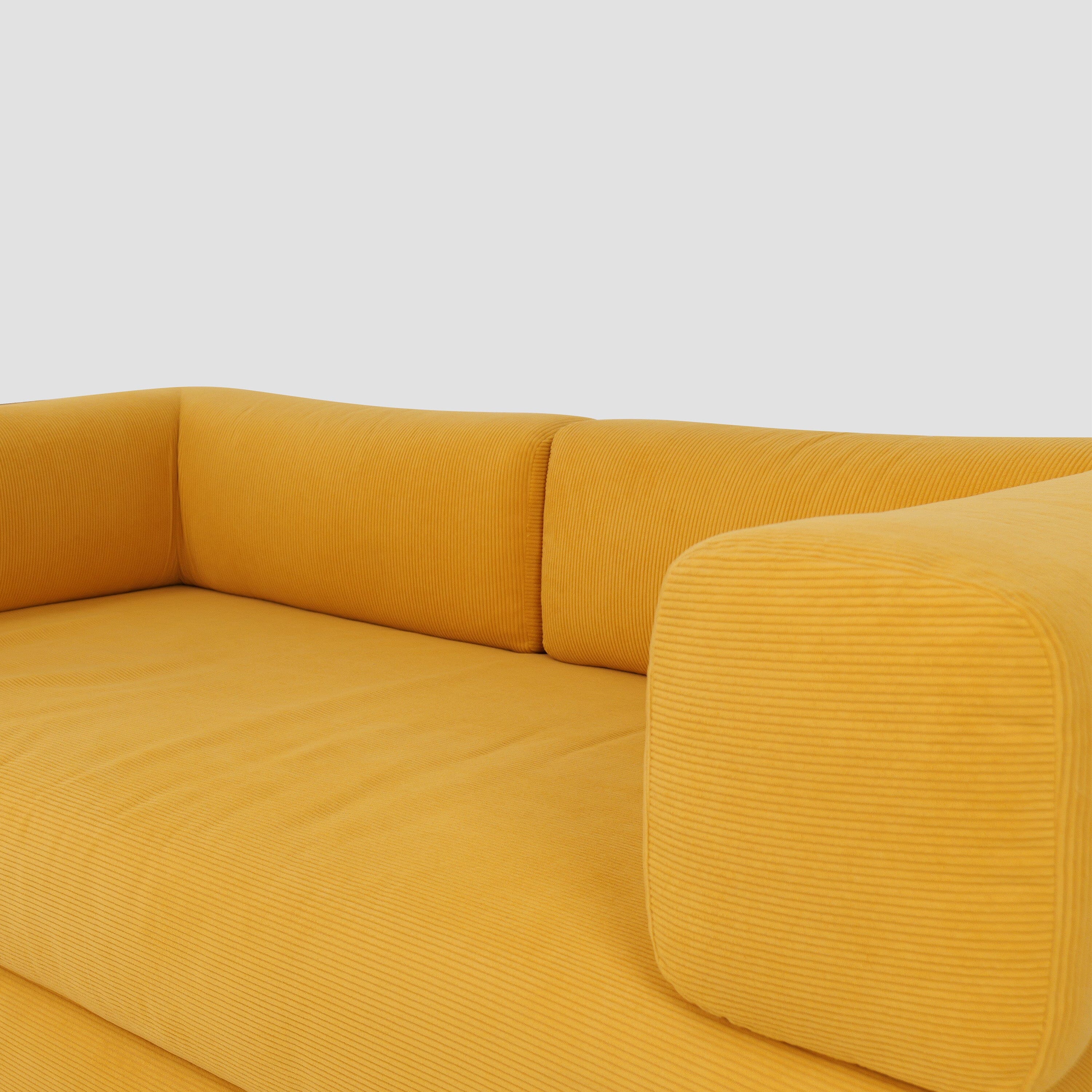 Cottonfy Yellow Corduroy Fabric Foam Modular Sofa Sofa Beds Cottonfy UK