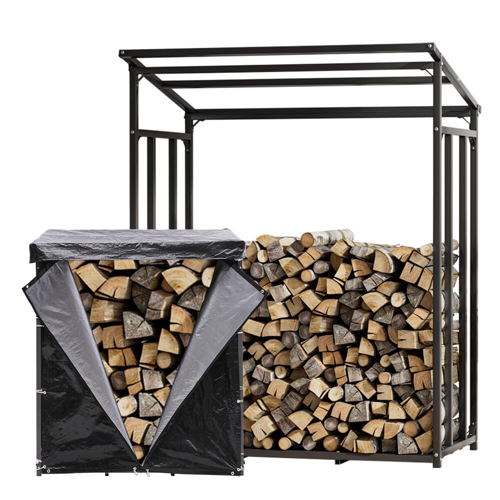 Garden Sanctuary Metal Tube Firewood Rack with Roof Garden Sheds Living and Home