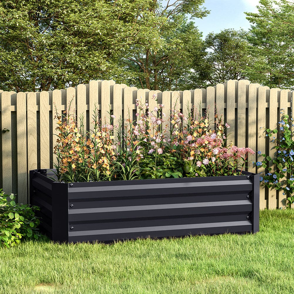Galvanized Steel Square Raised Garden Bed Planter Box in Black Living and Home Small