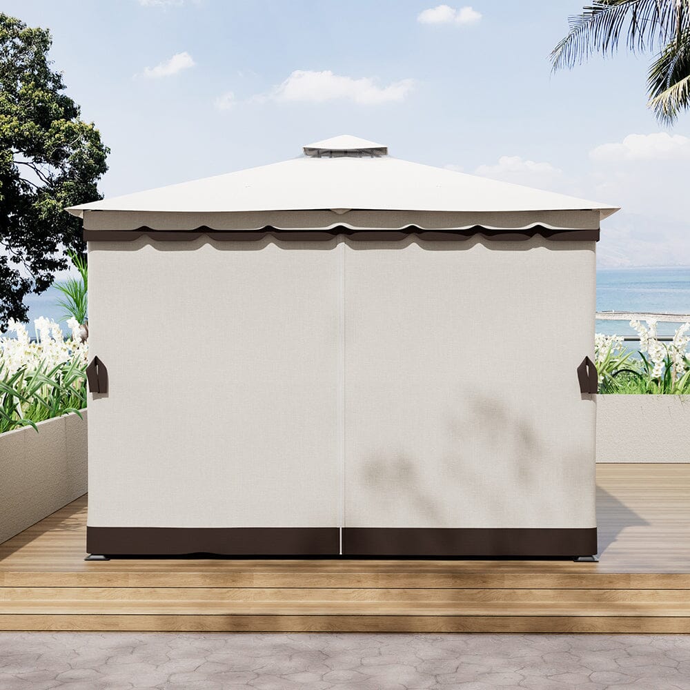 3*3m/4*4m Garden Party Beige Tent with Ground Pegs Living and Home