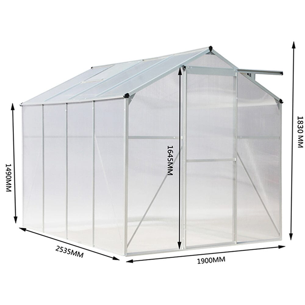 Living and Home Silver Aluminum Framed 6x6 Greenhouse with Vent Greenhouses Living and Home