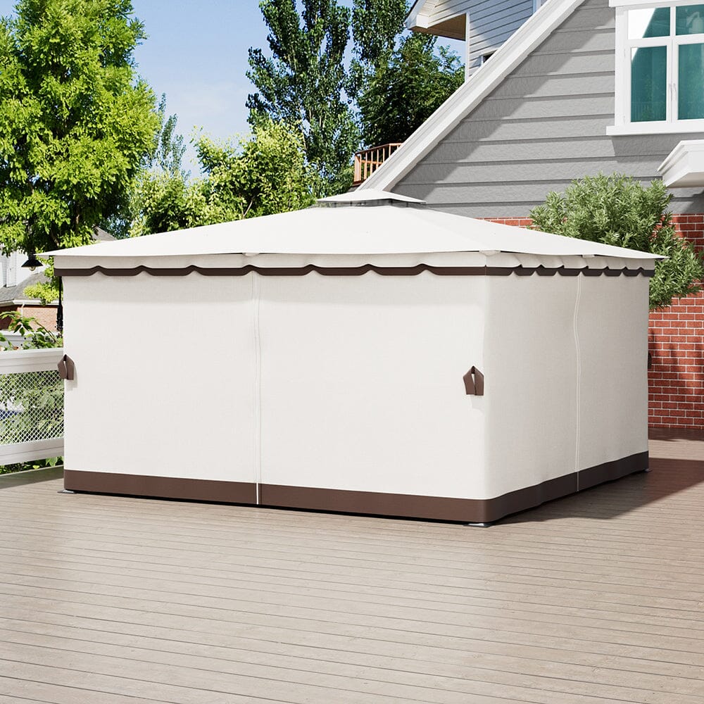 3*3m/4*4m Garden Party Beige Tent with Ground Pegs Living and Home