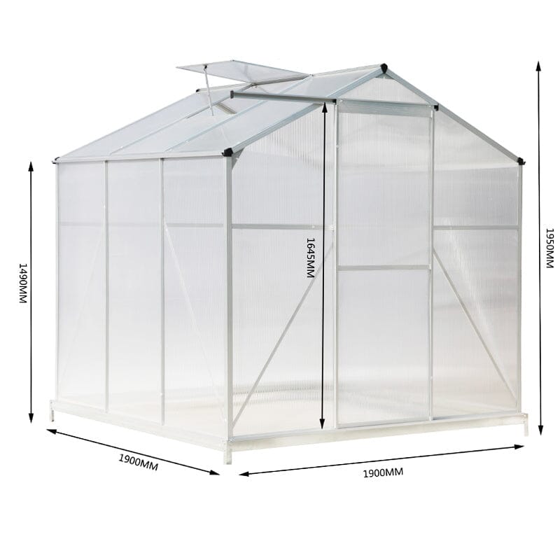 Living and Home Silver Aluminum Framed 6x6 Greenhouse with Vent Greenhouses Living and Home