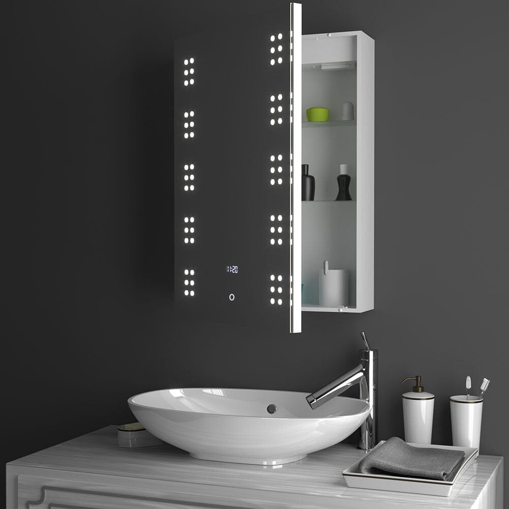 700x500MM LED Illuminated Mirror Cabinet with Shaver Socket&Demister Pad Bathroom Mirror Cabinets Living and Home