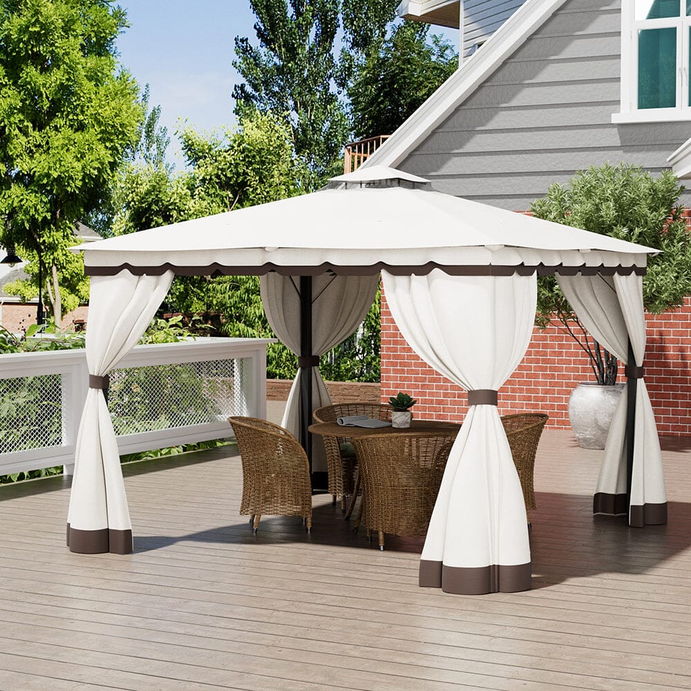 3*3m/4*4m Garden Party Beige Tent with Ground Pegs Living and Home 3*3*2.6m
