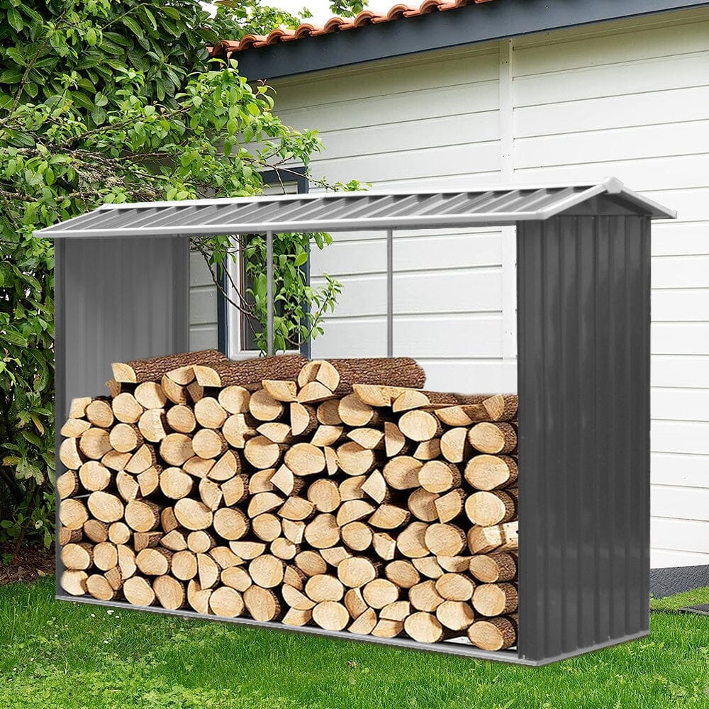 Outdoor Garden Log Storage Shed Steel Anthracite 240inchx86inchx160inch Garden Sheds Living and Home
