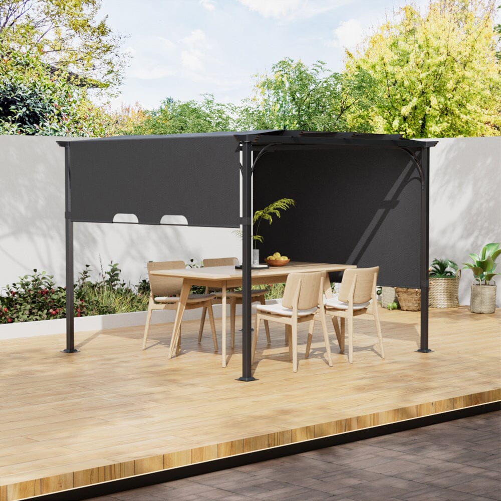 3x3x2.3m/3x4x2.3m Dark Grey Pergola Style Shade Canopy with Adjustable Roof Living and Home