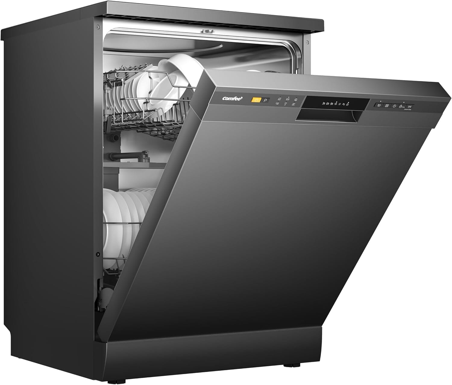 COMFEE 11L Black Freestanding Dishwasher, 60cm Full Size with 12 Place Settings and Quick Wash Comfee UK