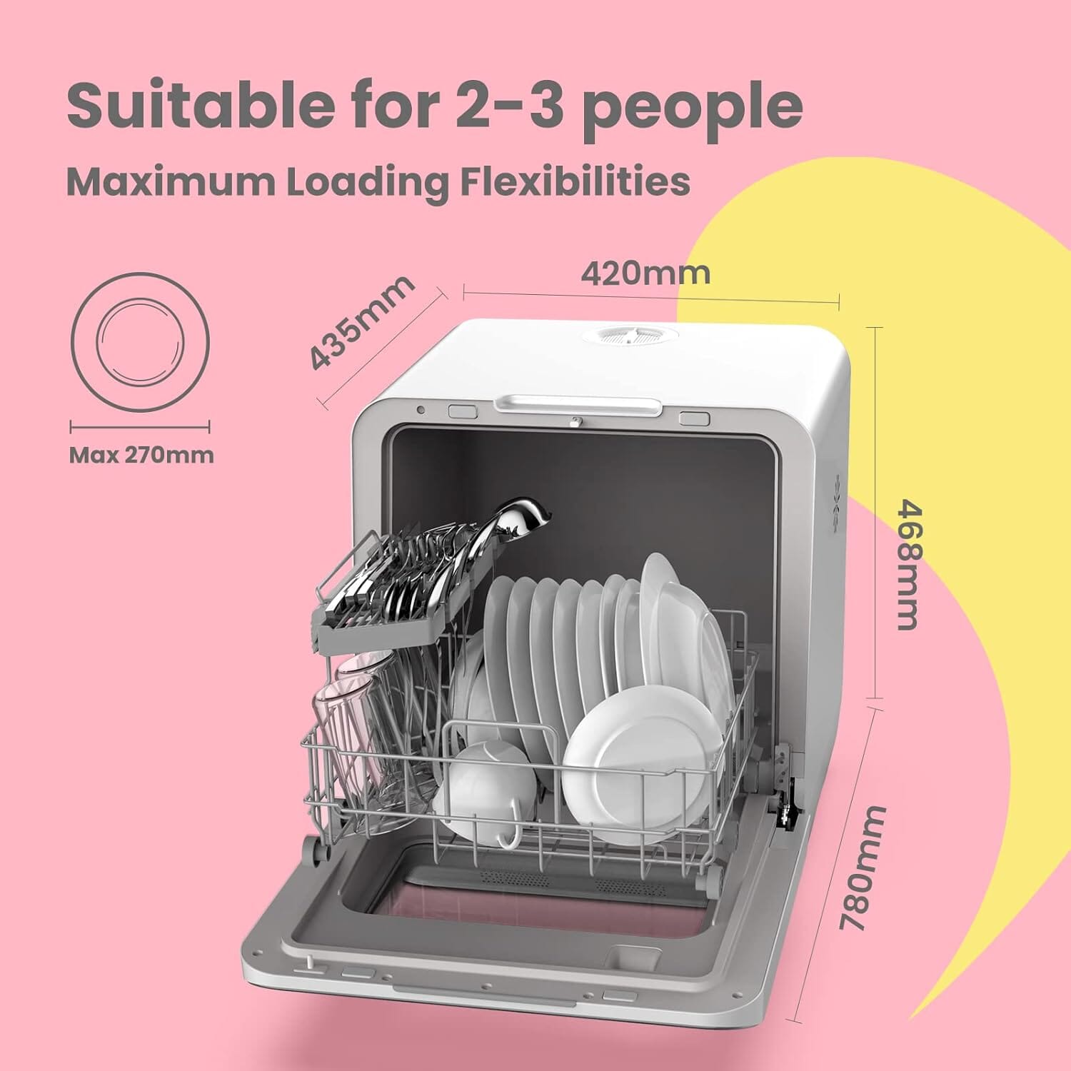 COMFEE 6.5L White Compact Countertop Dishwasher with LED Display and 6 Place Settings Comfee UK