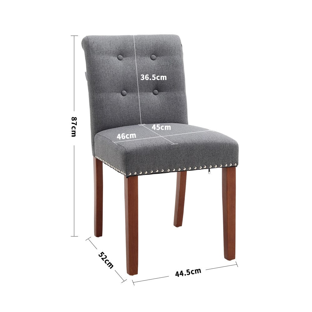 Set of 2 Contemporary Buttoned Accent Dining Chair Studded Rim Blue/Grey Living and Home