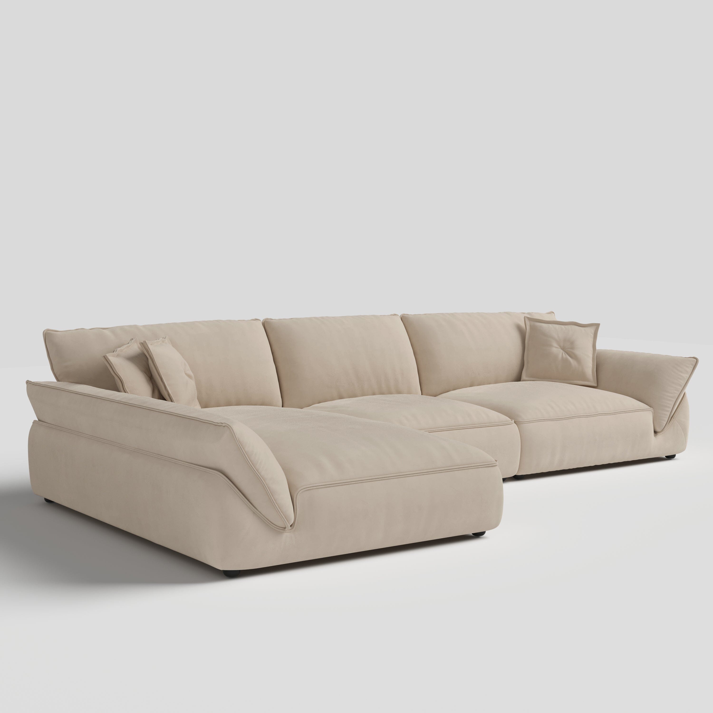 Cottonfy Cat-Scratch Resistant Fabric Elephant Ears Style Corner Sofa Cottonfy UK Corner-2 Khaki