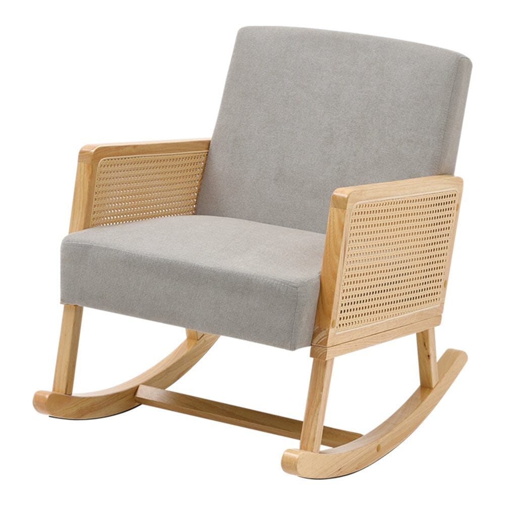 H&O Direct Linen Wooden Rocking Chair-Grey, ZH1443 Living and Home