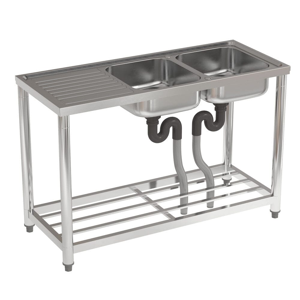 Stainless Steel One Compartment Sink with Drainboard and Shelf Living and Home