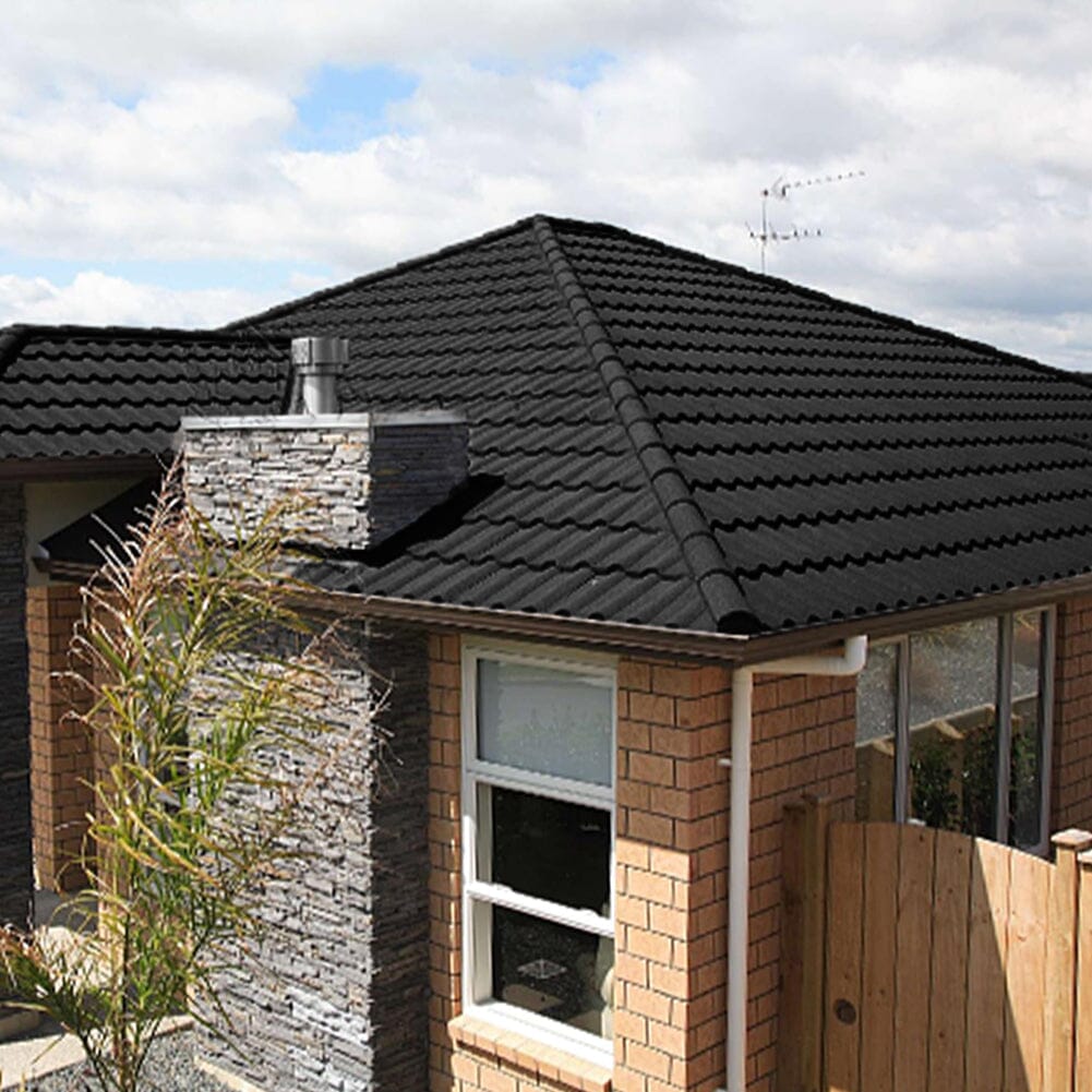 Golan Tiles Stone Coated Metal Roofing 5pcs Roofing Living and Home Black