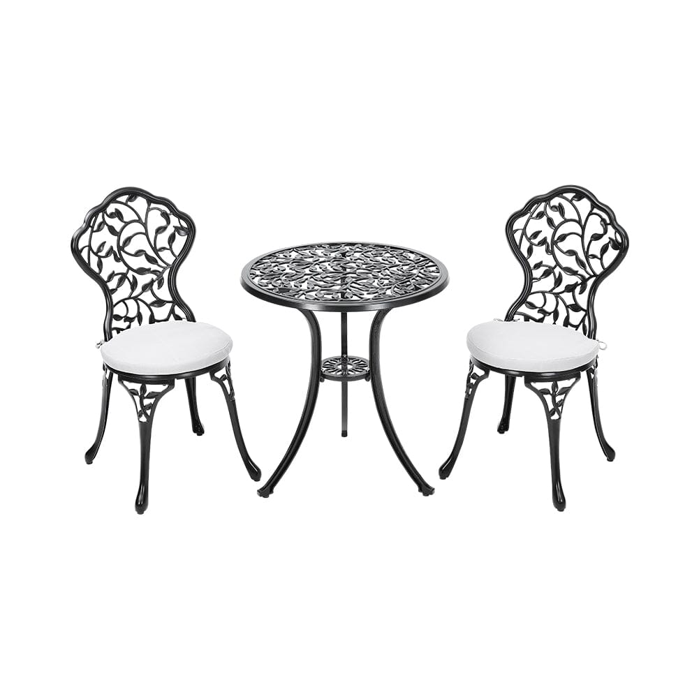 3pcs Black Cast Aluminum Bistro Table and Chairs Set Garden Dining Sets Living and Home