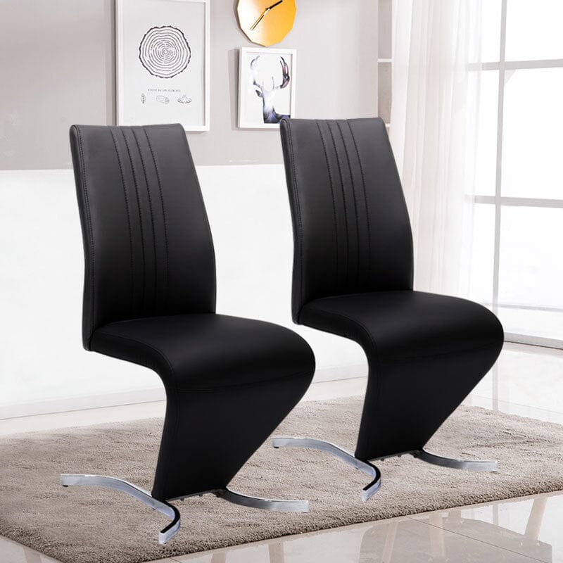 Modern Hourglass PU Dining Chairs – Set of 2 in Black Living and Home