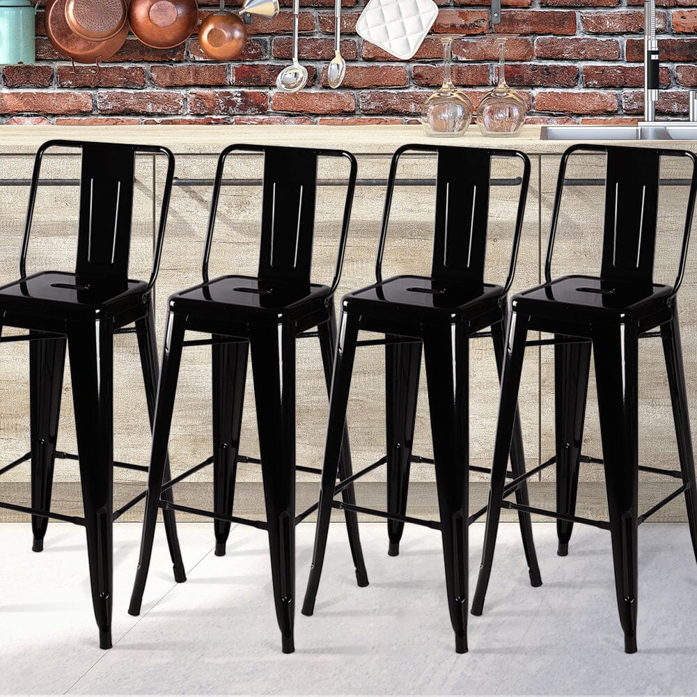 Set of 4 Metal Bar Stool Industrial Style High Chair Bar Stools Living and Home